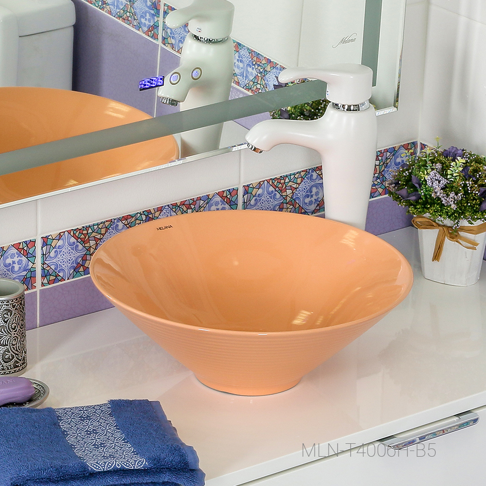 Накладная раковина melana mln-7020-b5(t4006h-b5) (персиковая) 7020-B5-806 - Вид №2