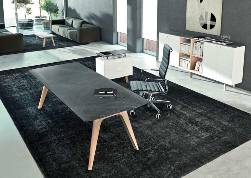 Bralco Прямоугольный письменный стол из стеклокерамики Rail sun-id-1384184 - Вид №1