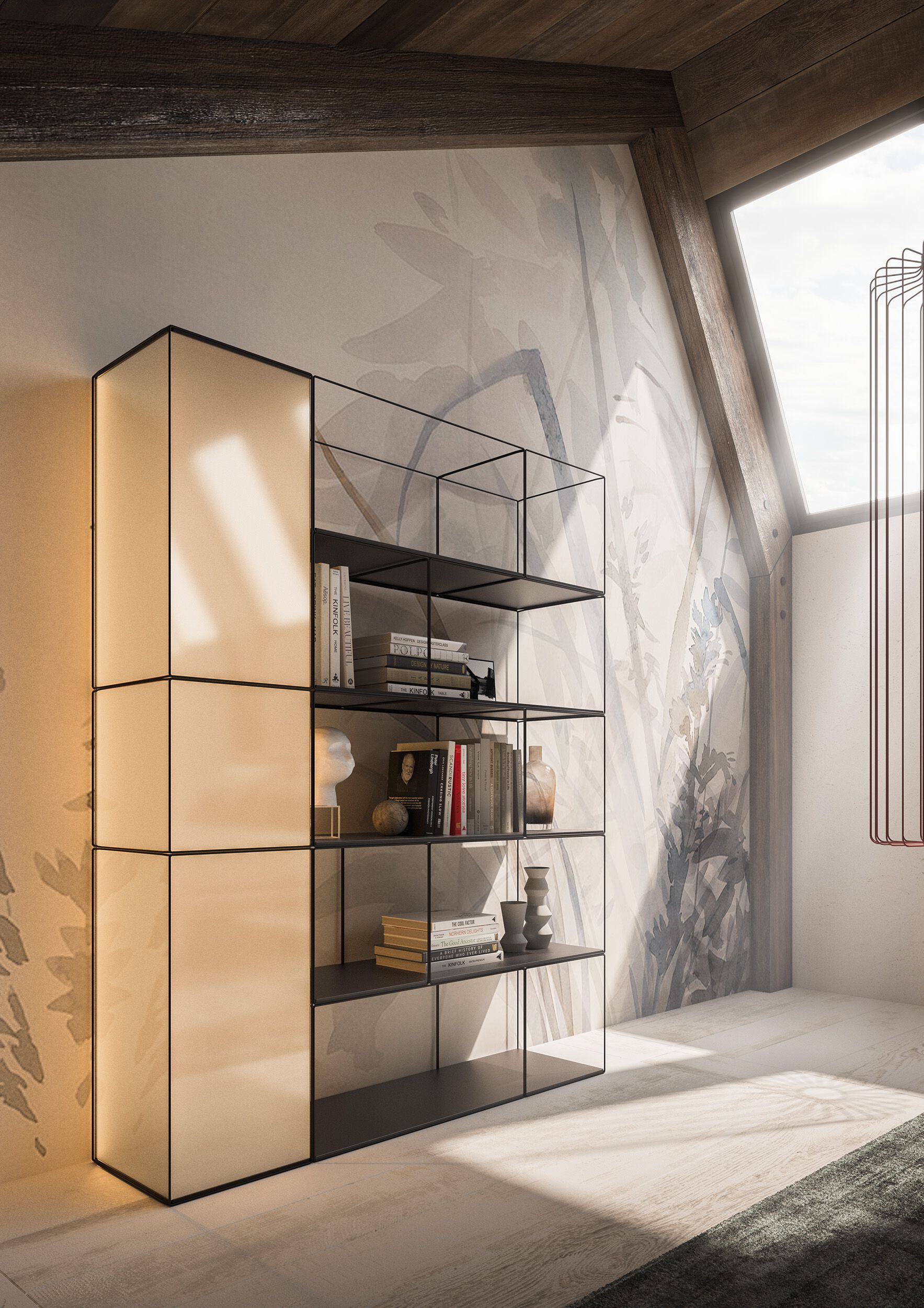 Книжный шкаф из железного прута Pipedesign Qubo ARCH-00076708 - Вид №3