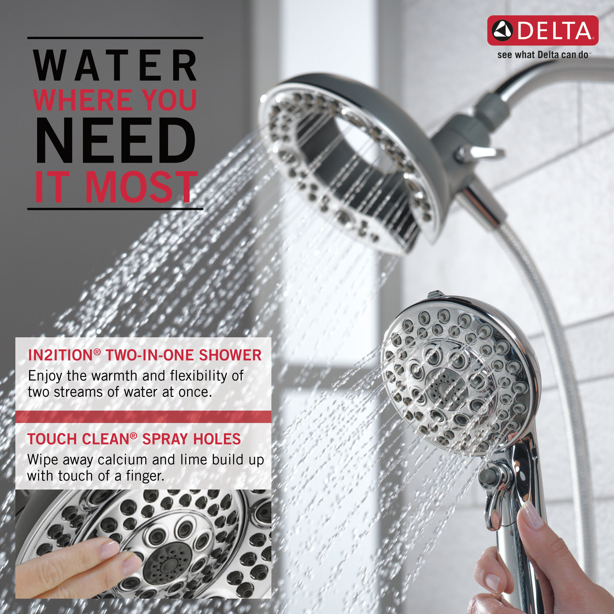 75588 In2ition® Душ два в одном Delta Faucet Universal Showering Хром  - Вид №1