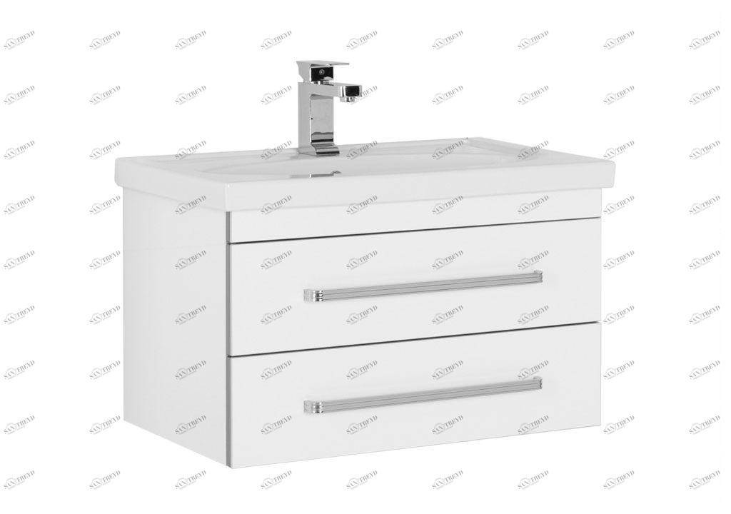 Тумба с раковиной Aquanet Сиена 70 белый (подвесной 2 ящика) 0018636100185343