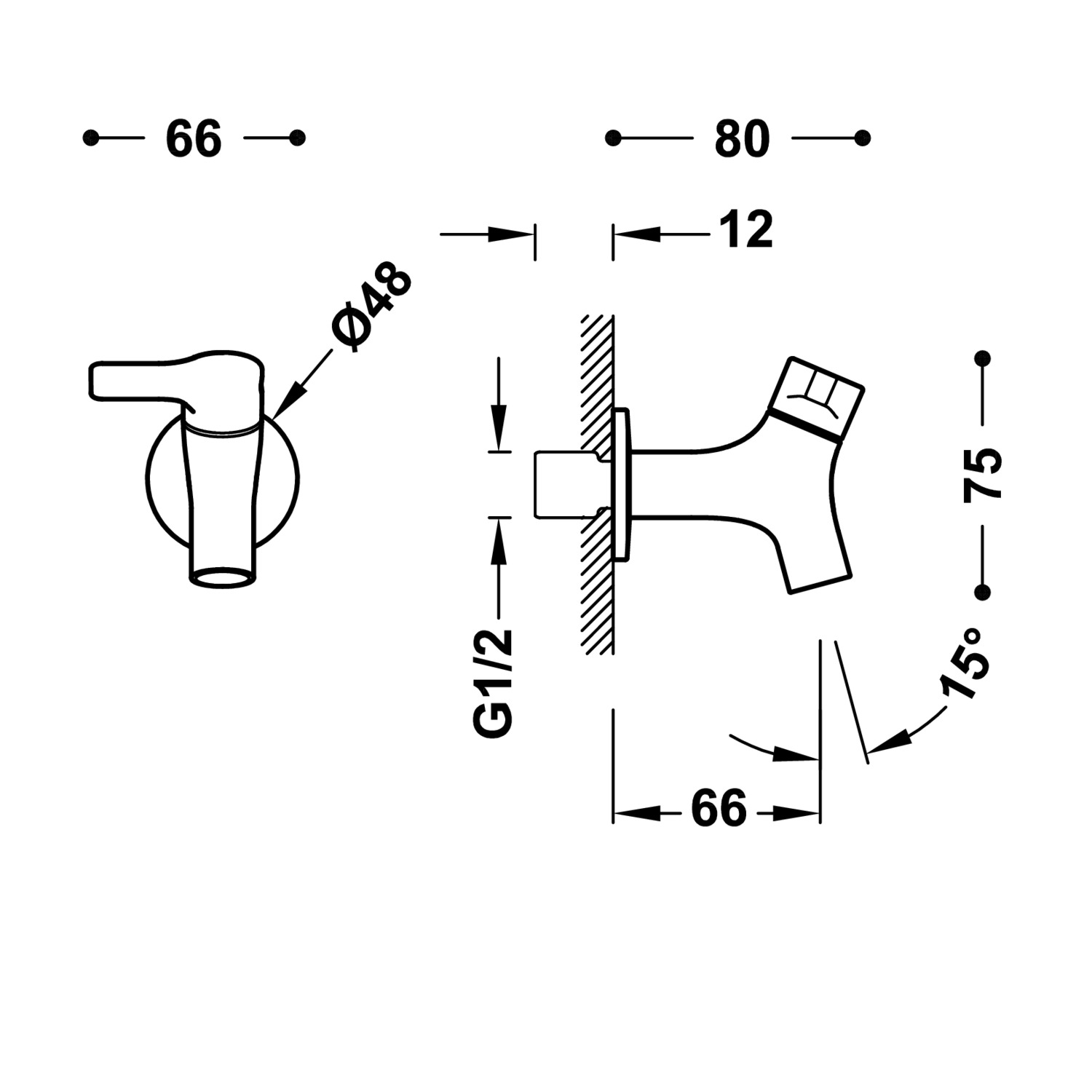 Базовый настенный водопроводный кран на 1 воду для офиса или прачечной-21552001 TRES Base - Вид №1