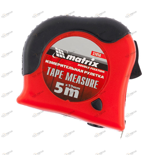 Рулетка Double fixation 5мх19мм обрезиненный корпус, двойная плавная фиксация Matrix 8208
