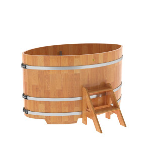 1537 Купель овальная из сращенных ламелей лиственницы 1,08х1,75х1,0 натуральная Alyarus