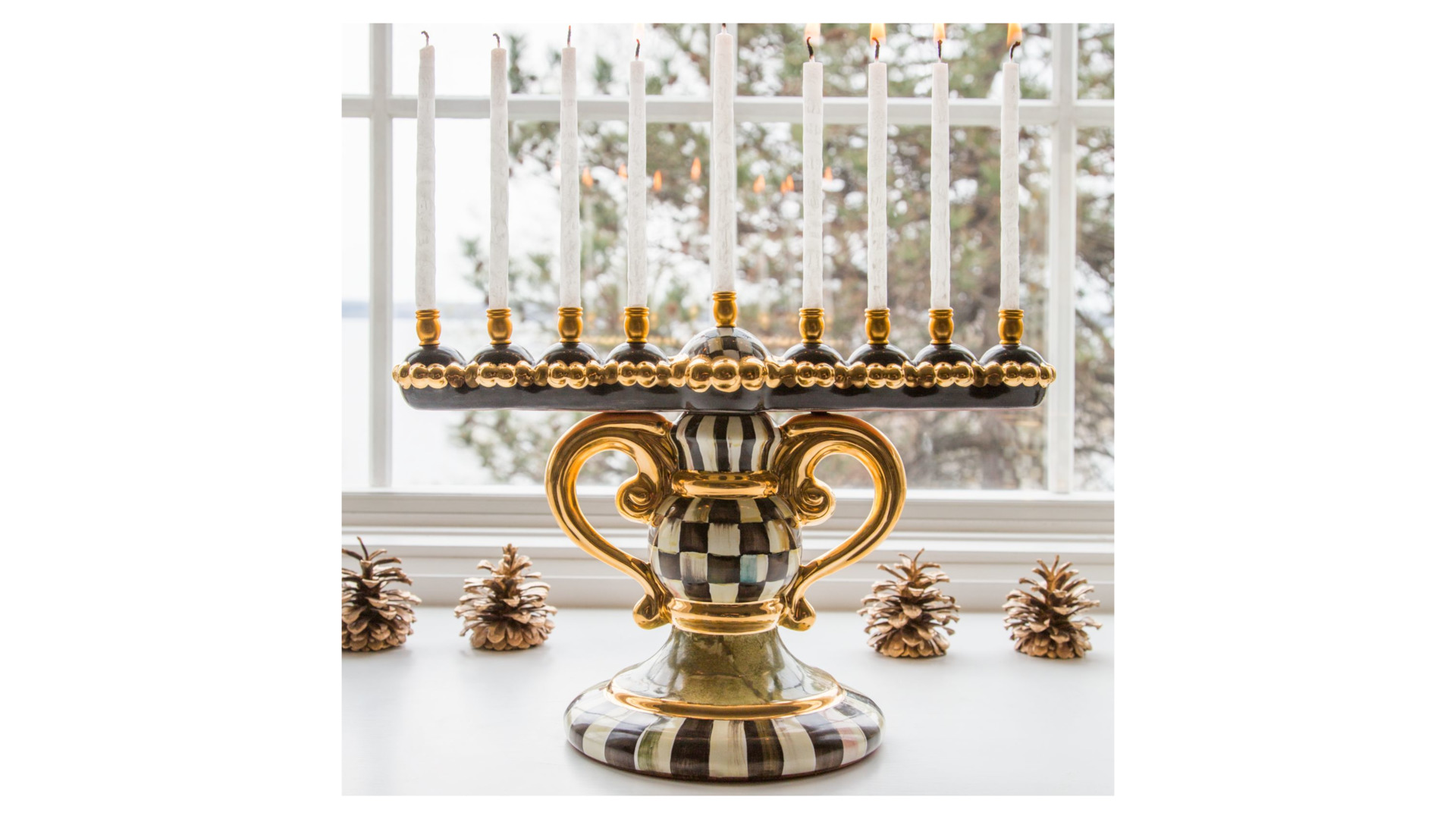 10654406 Mackenzie-Childs Подсвечник на 9 свечей Courtly Check Керамика  - Вид №1