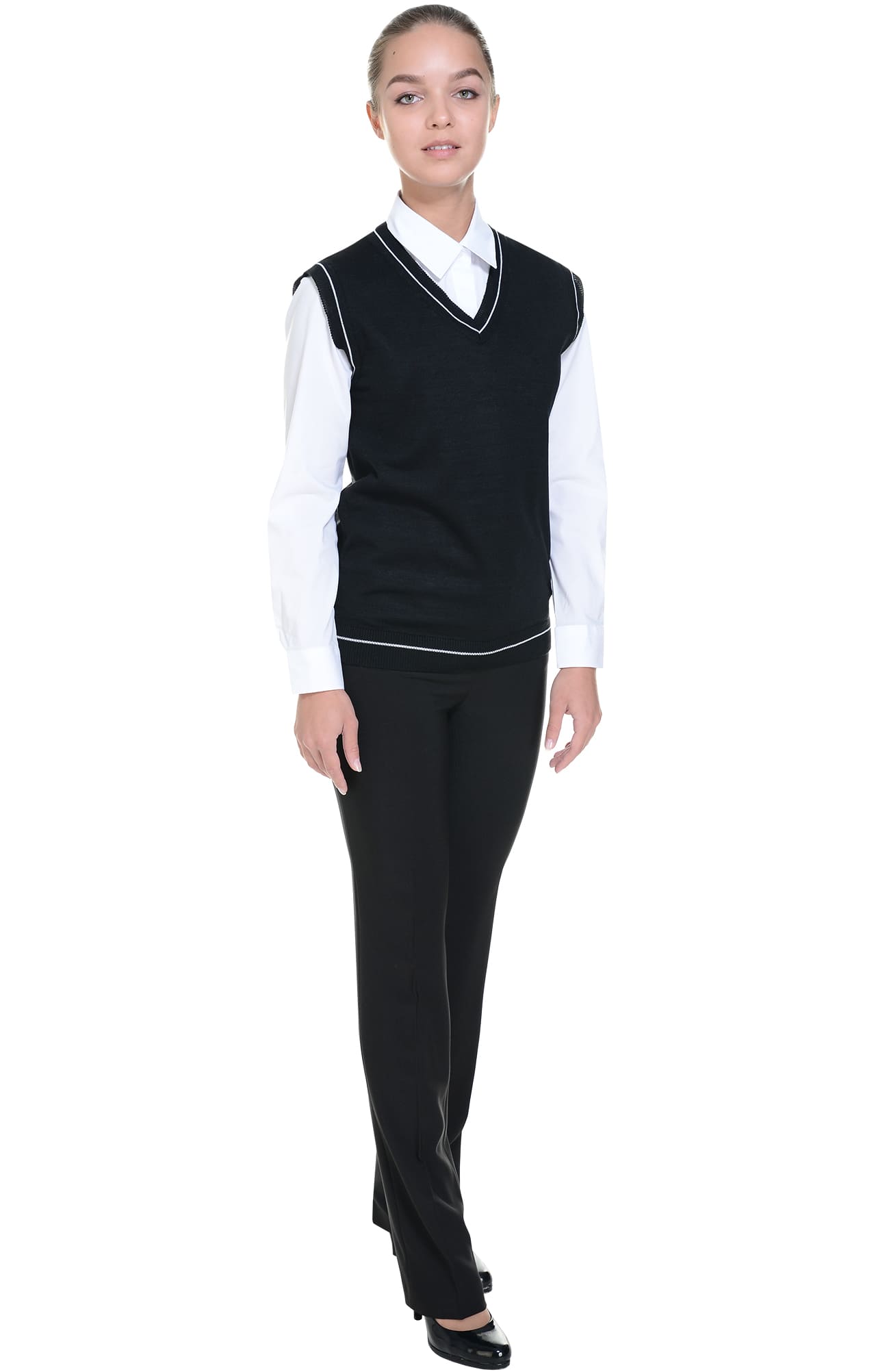 62518 Жилет трикотажный женский черный  Одежда для официантов  размер 52-54 Спецодежда  - Вид №4