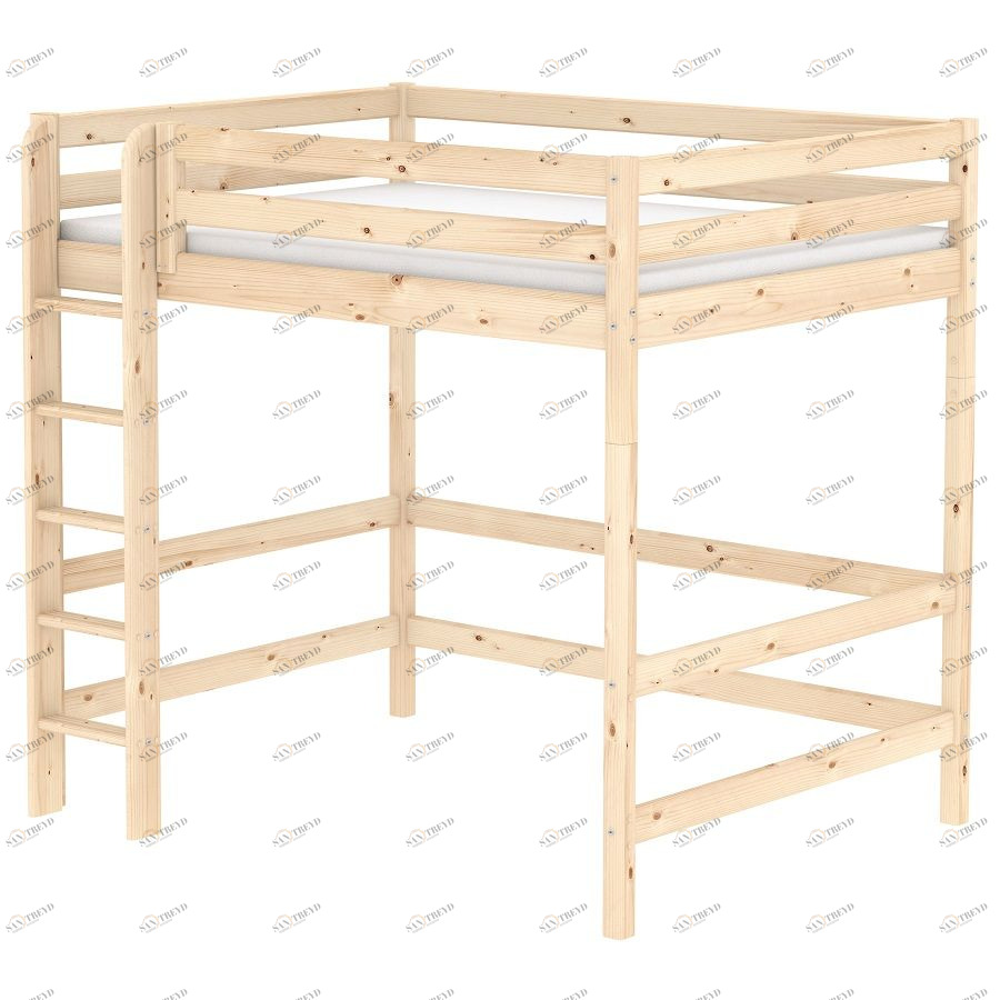 Кровать Flexa Classic высокая односпальная с прямой лестницей, лакированная, 200 см 9010621101