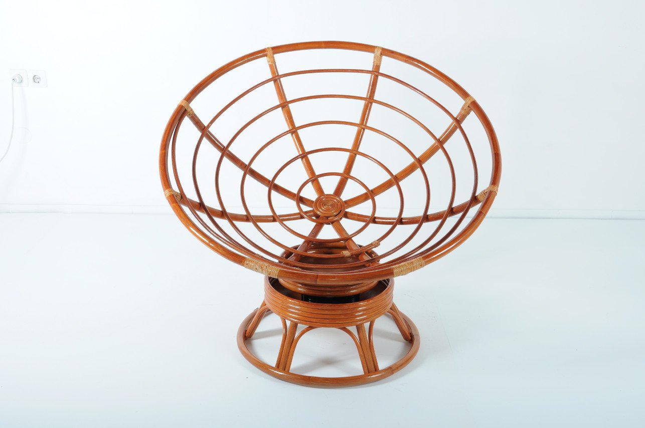 Кресло с подушкой коричневое из ротанга "Коньяк" Papasan 23/01В VINOTTI  00-3885508 Коричневый  - Вид №1