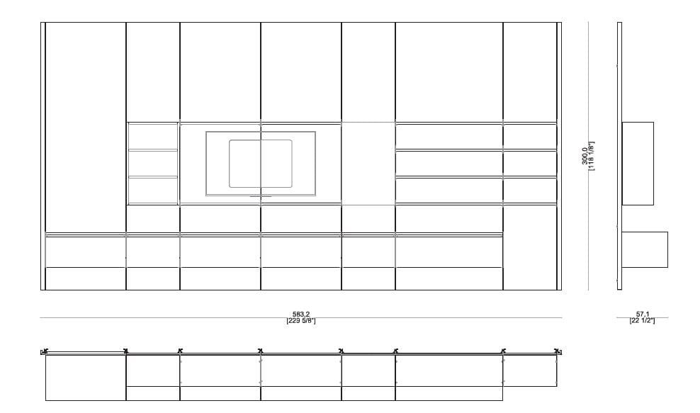 Эбеновая оборудованная стена с подставкой для телевизора Sicis Blade System ARCH-00034455 - Вид №5