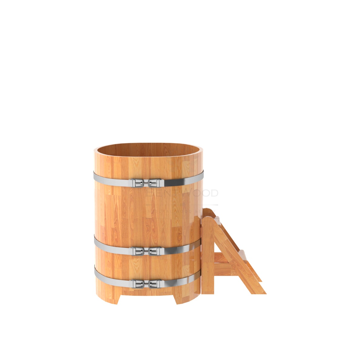 1379 Купель овальная из сращенных ламелей лиственницы 0,76х1,16х1,0 натуральная Alyarus  - Вид №2