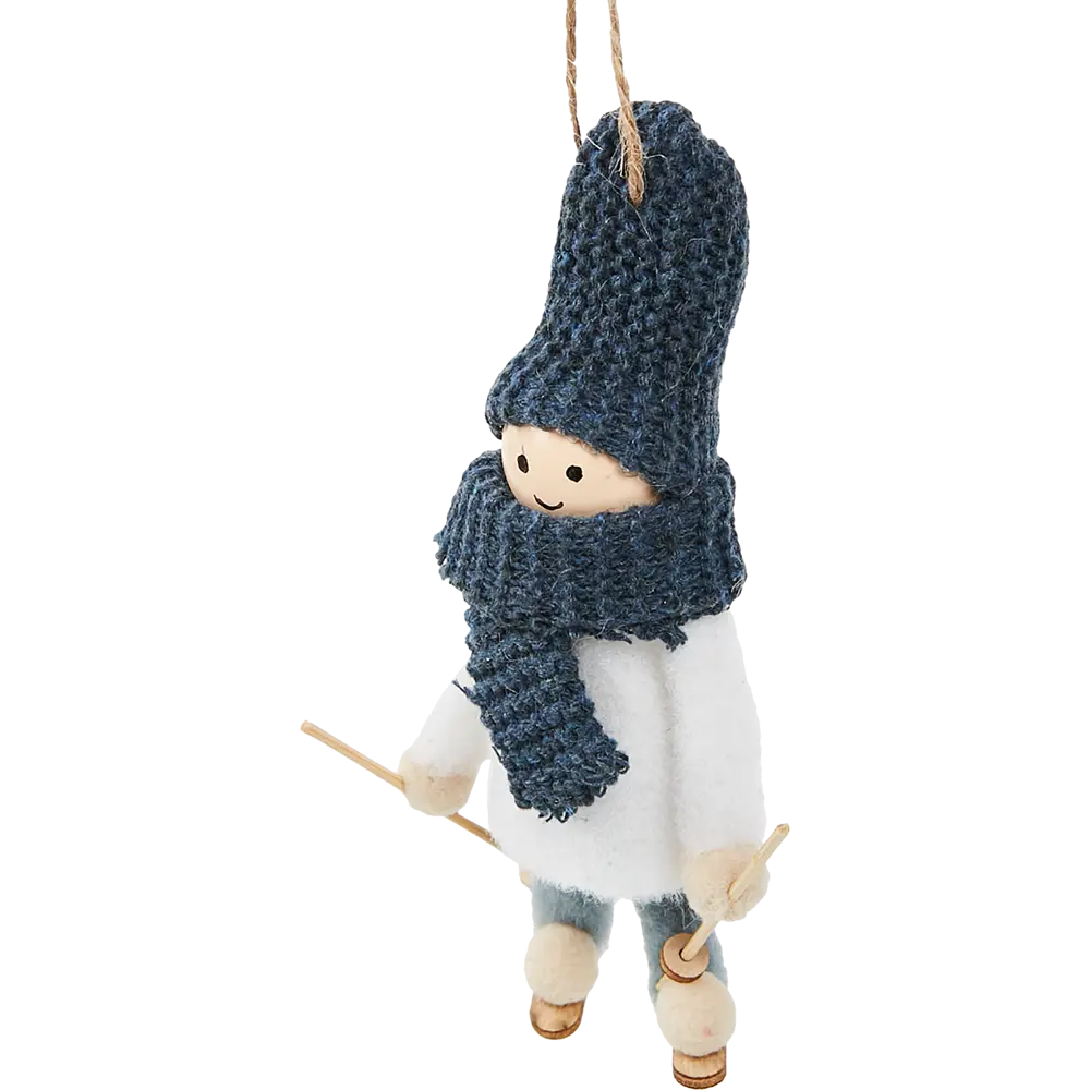 87036535 Елочная игрушка Лыжник 14x6 цвет синий STLM-1412969 Santreyd 