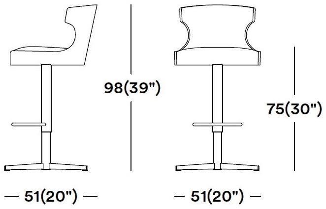 Tirolo Металлический табурет в современном стиле с 4-спицевым основанием, спинкой и подставкой для ног Xie 053 sg x - Вид №1