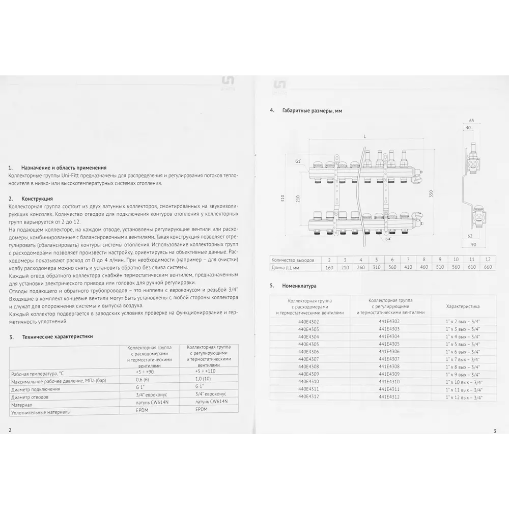 Коллекторная группа Uni-Fitt со встроенными расходомерами 1"х3/4" 4 выхода 440E4304 STLM-2007836 - Вид №7