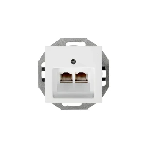 Телефонная розетка двойная встраиваемая ABB Basic 55 RJ11, цвет белый