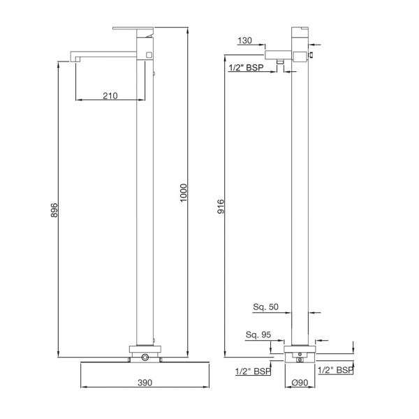 LEB-WHM-45121 Смеситель напольный Artize Le Blanc Матовый белый  - Вид №1