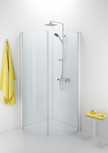 500.886.00.5 IDO Showerama 10-4 душевая стенка для круглого углового душа, IDO Showerama 10-4, матовые профили / полуматовое стекло, 900x800 мм
