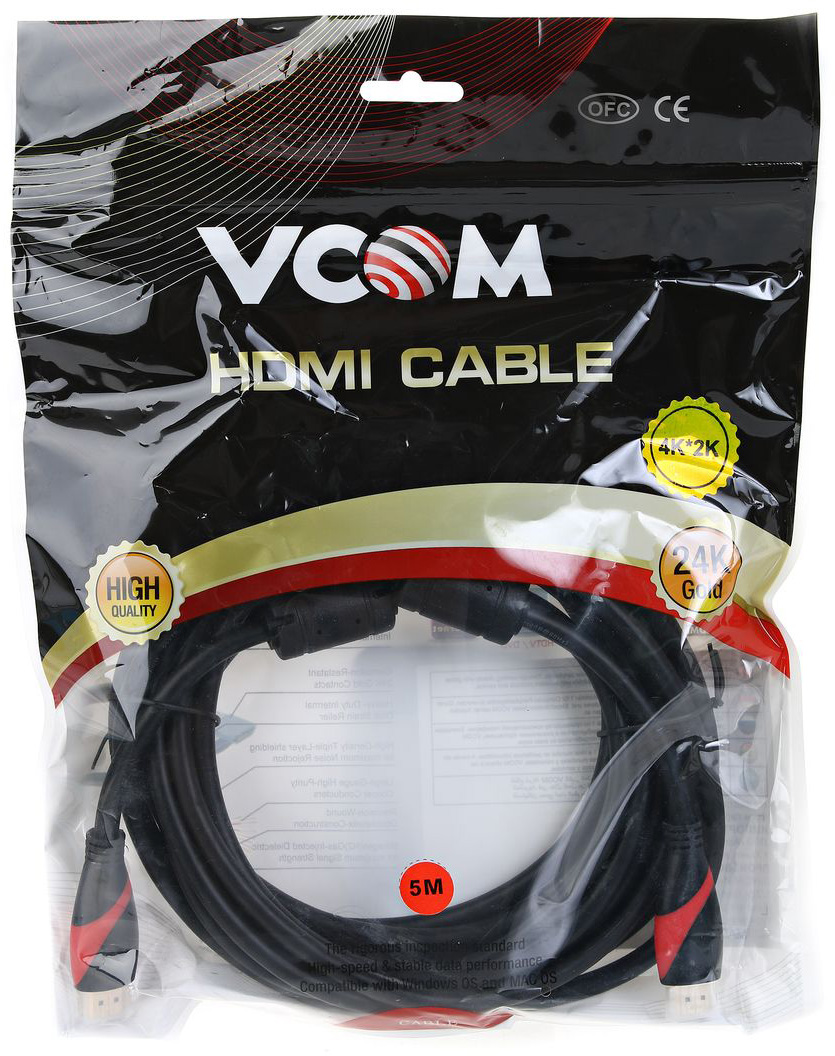CG525D-R-5.0 Кабель hdmi 19m/m ver. 2.0, 2 фильтра, 5m <> VCOM Santreyd  - Вид №2