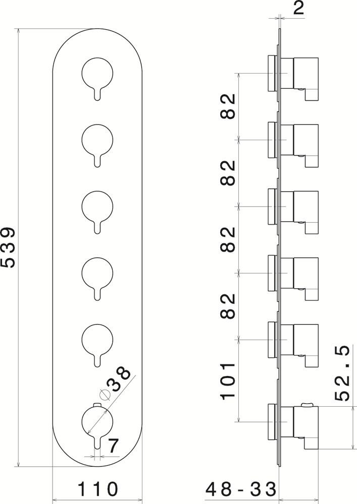newform Термостатический смеситель для душа с тарелкой Termostatici multiutenza 5 uscite 67625e - Вид №1