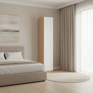 Шкаф распашной Реймс белый с  2 полками, штангой и 3 ящиками 40х232,2х54,5 ЛДСП каркас дуб комано