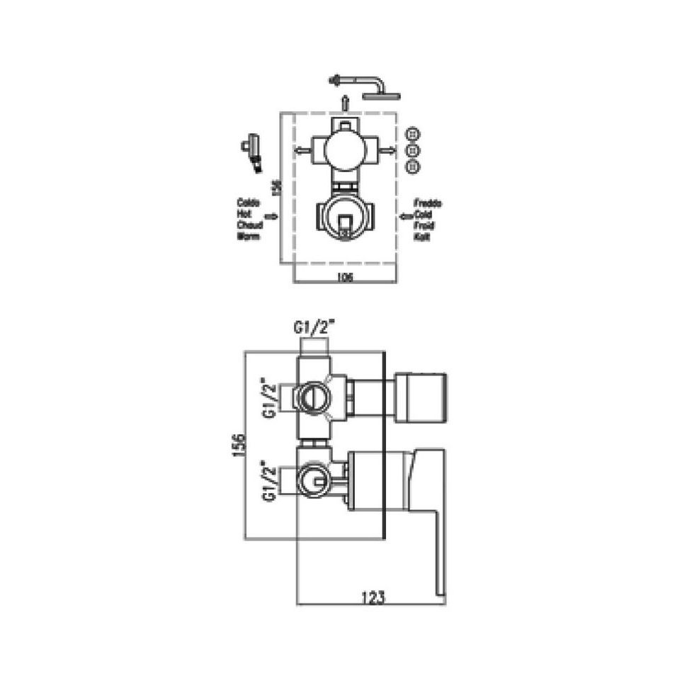 PE880601794 Смеситель для душа , золото Webert Pegaso - Вид №1