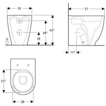 500.602.01.8 Приставной унитаз напольный Белый Keramag  Германия  - Вид №1