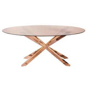 Обеденный стол стеклянный овальный 180х90 см золото Fusion A UNICO  248861 Золото;коричневый