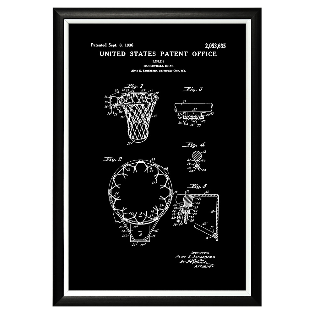 896521270_1818 Арт-постер «Патент на баскетбольную корзину, 1936» Object Desire 
