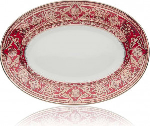 10571306 Haviland Блюдо овальное 23,5см "Матиньон" (вишневый, платиновый декор) Фарфор, Керамика