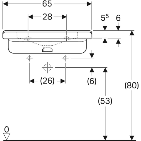 128665000 Раковина Geberit Renova Comfort Square, безбарьерная Geberit  - Вид №33