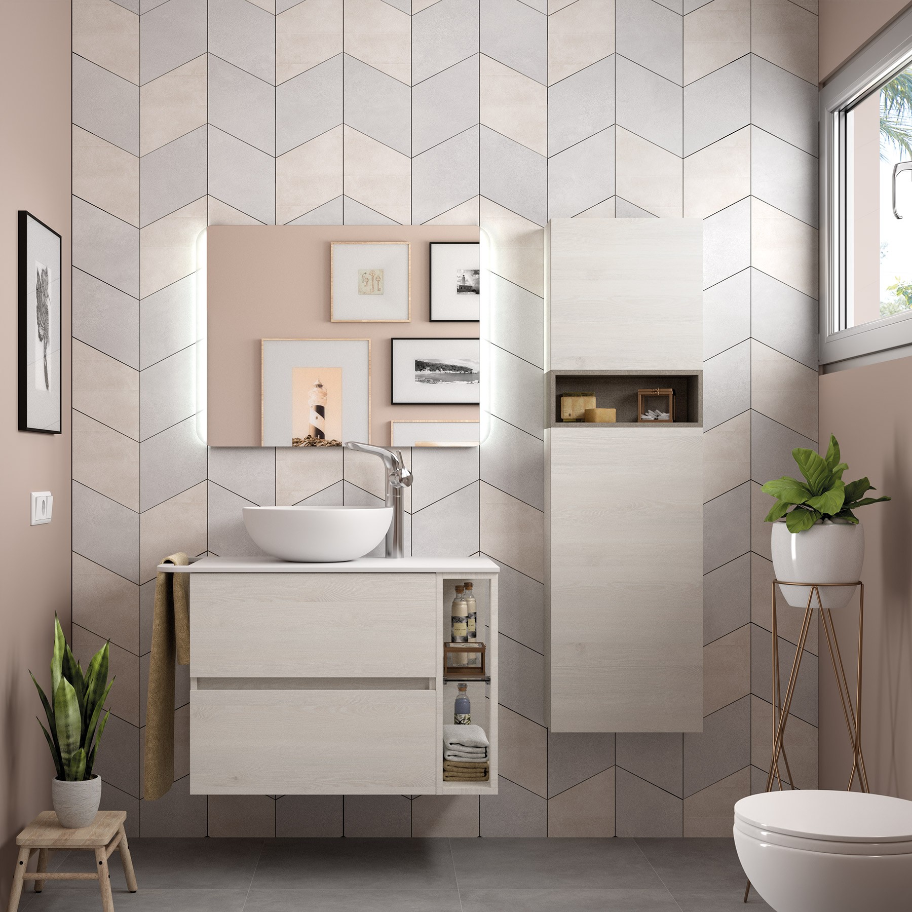 23214 SALGAR Модуль АЛЬЯНС 400 двусторонний 1 дверный SBIANCATO 400 x 400 x 162 мм Sbiancato  - Вид №1