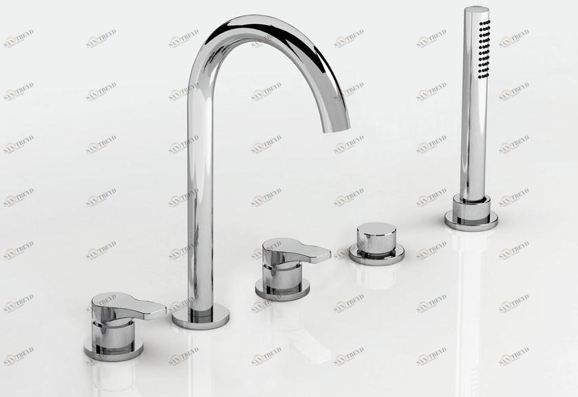 ABOUTWATER Комплект для ванны на 5 отверстий с ручным душем Al/23 sun-id-1482773