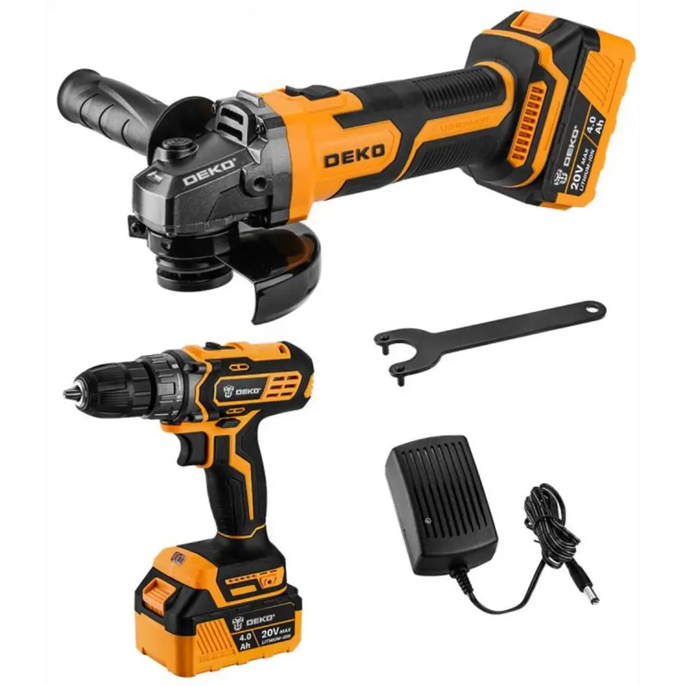 Аккумуляторный набор Deko: дрель и углошлифмашина для профессиональных работ 89365774 STLM-0841149