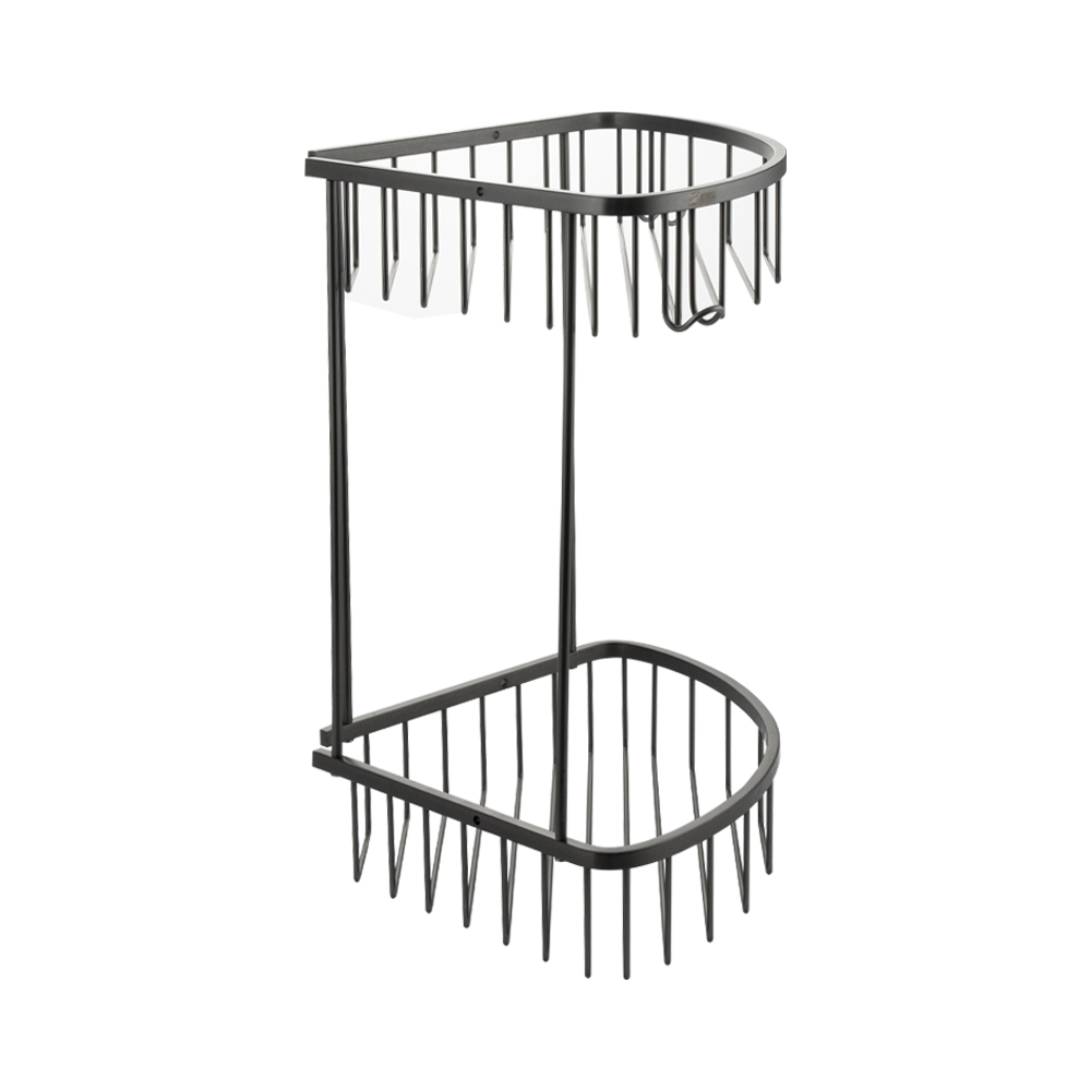 GFmark - Полочка ГРАФИТ, угловая, овальная, двойная 22 см, из нержавеющей стали, код: 78251  - Вид №4