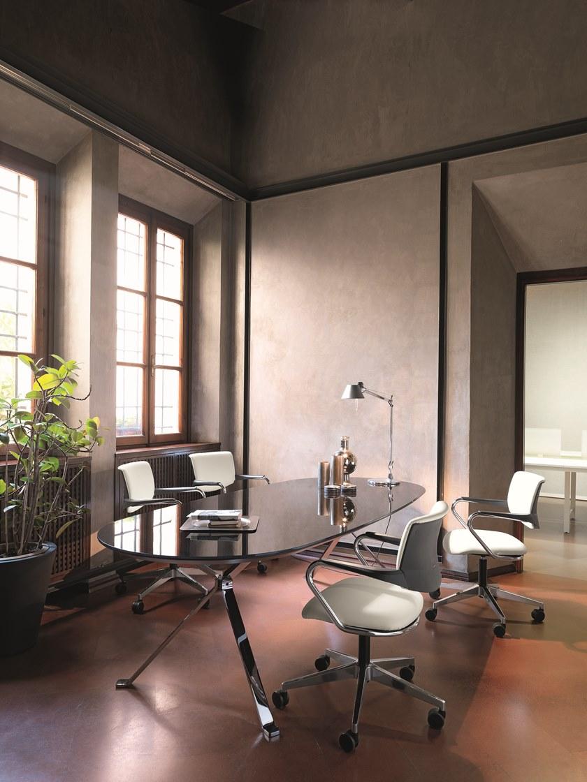 VAGHI Вращающийся стул с металлическим каркасом и тканевым сиденьем Morea comfort guest Cboeb/cboex/cmonl - Вид №6