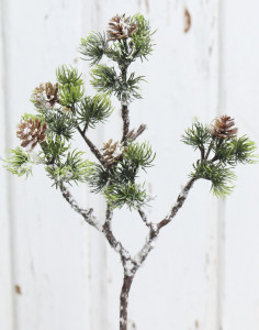 1084 807 a3 Искусственная ветка лиственницы со снегом, 30 см, зелено-белая H-andreas