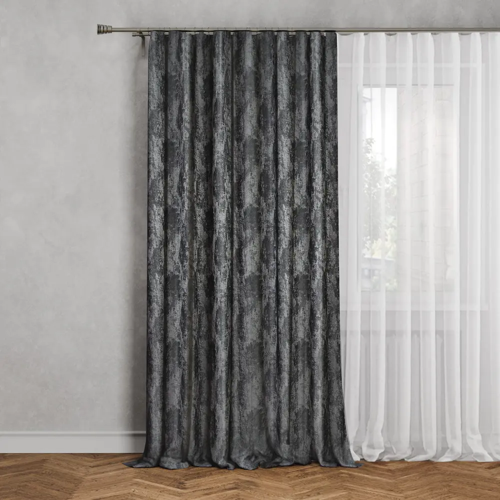 Штора на ленте Aria 200x280 см цвет темно-серый MIAMOZA STLM-2147792