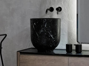 Мраморная раковина с одной круглой столешницей