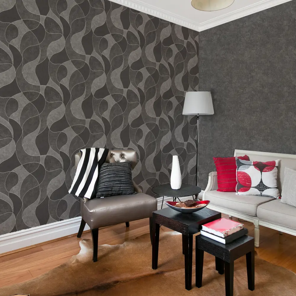 Флизелиновые обои Московская Обойная Фабрика Дюссо в графитовом оттенке 89341191 STLM-0823816 - Вид №3