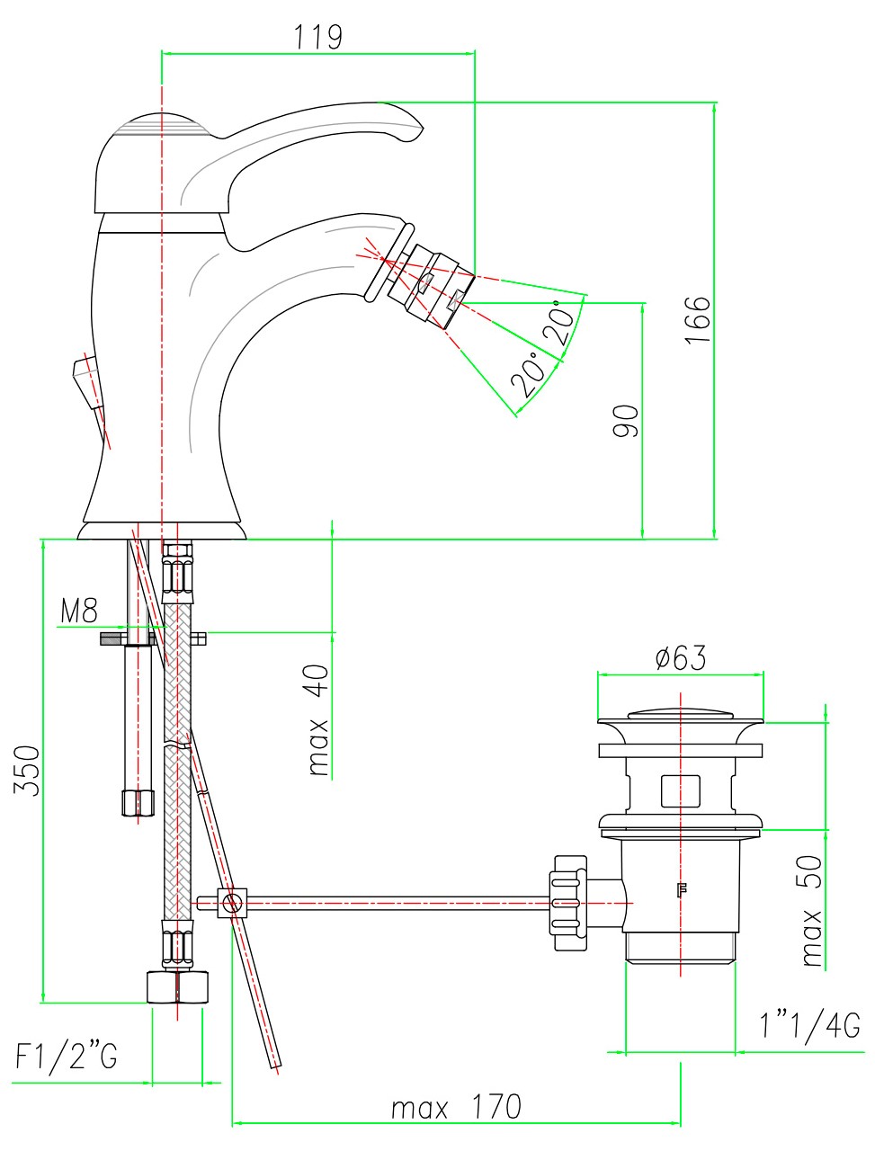 AU840102017 Смеситель для биде Webert Aurora - Вид №1