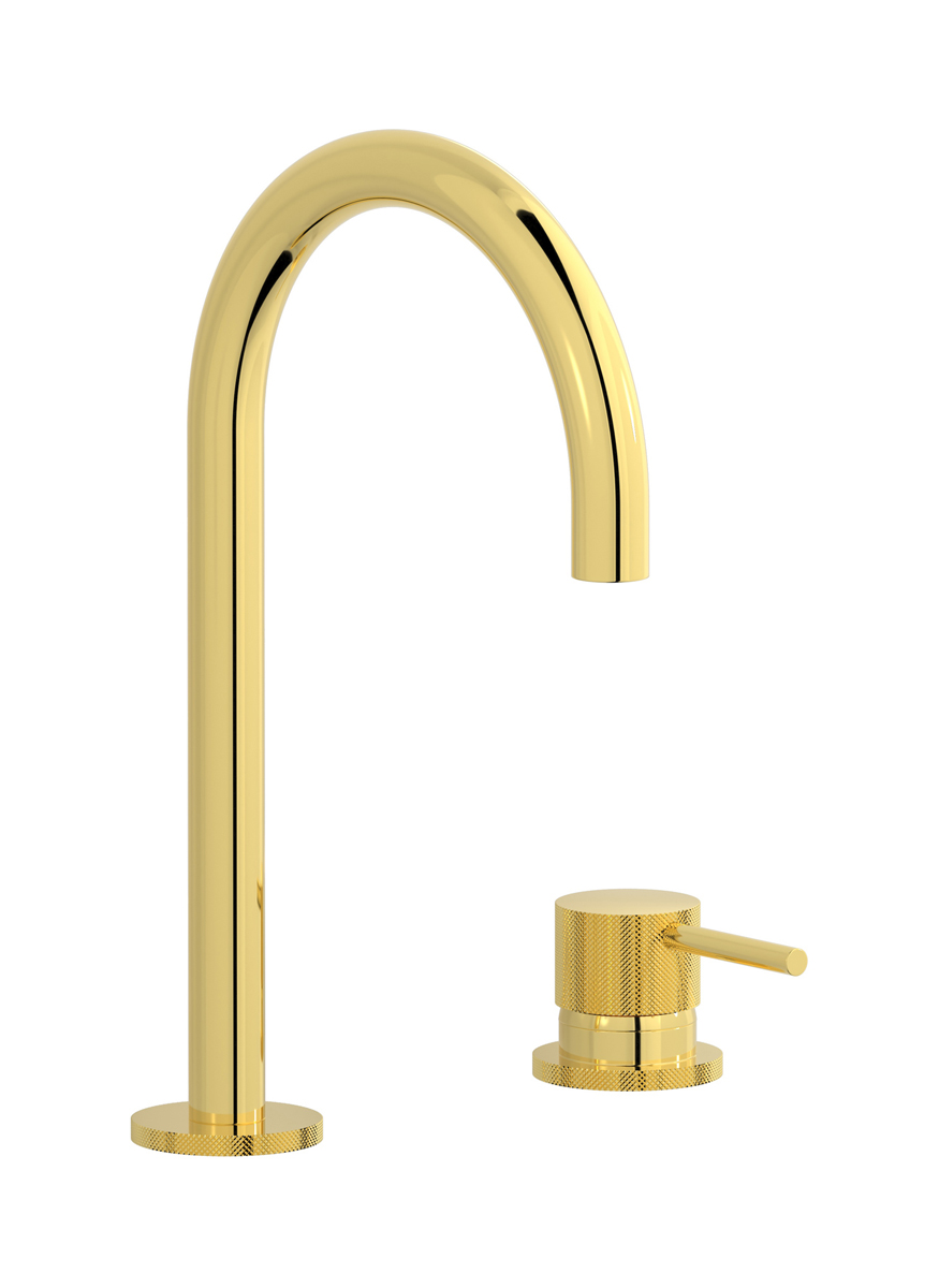 Смеситель для раковины на 2 отверстия. WE ARE IB id394oo Gold Industria