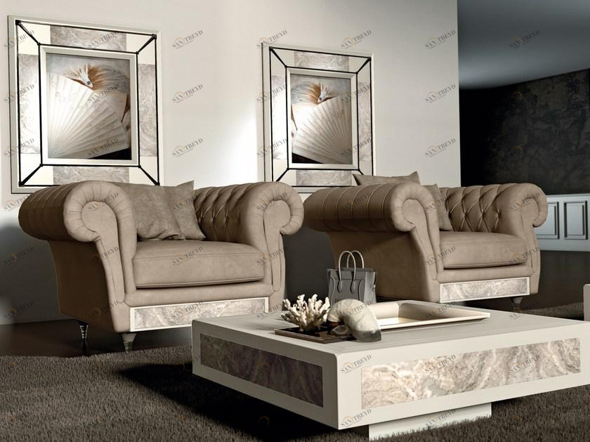 Vismara Design Стеганое кожаное кресло в стиле честерфилд с подлокотниками Desire sun-id-1434480