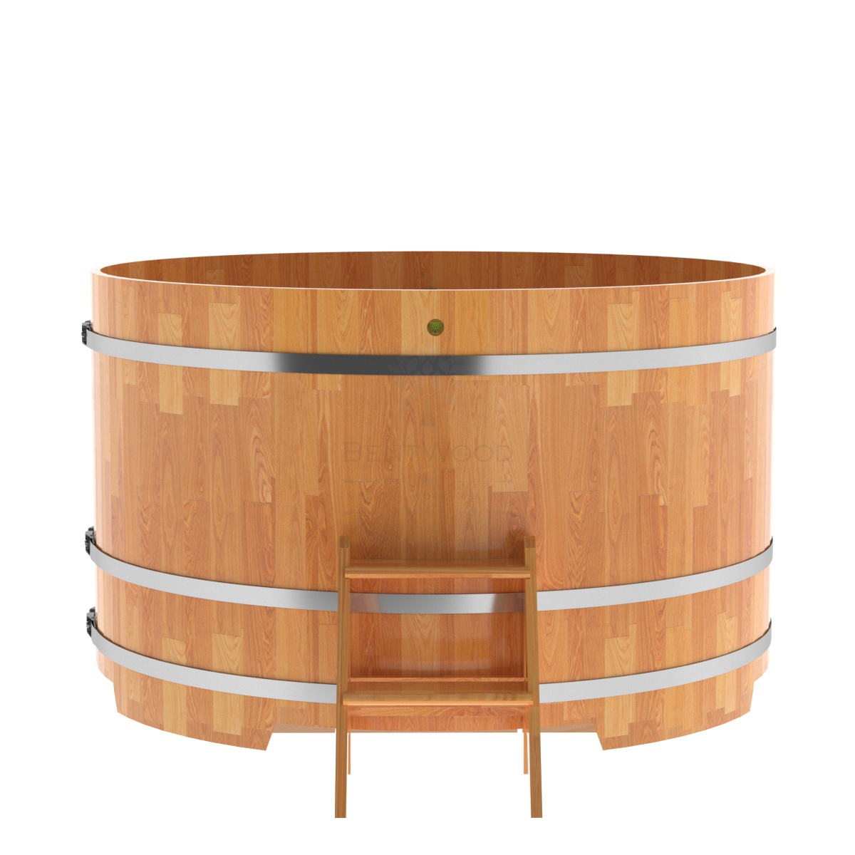 1557 Купель круглая из сращенных ламелей лиственницы d=1,80х1,1 натуральная Alyarus  - Вид №3