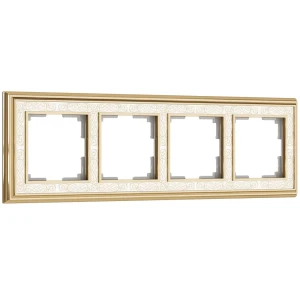 Рамка для розеток и выключателей Werkel Palacio Gracia 4 поста цвет золотисто-белый