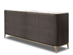 Деревянный шкаф с распашными дверями и мраморной столешницей