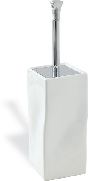 PR796(08-BI) Stil Haus Prisma, напольный керамический ёрш, цвет хром - белая керамика