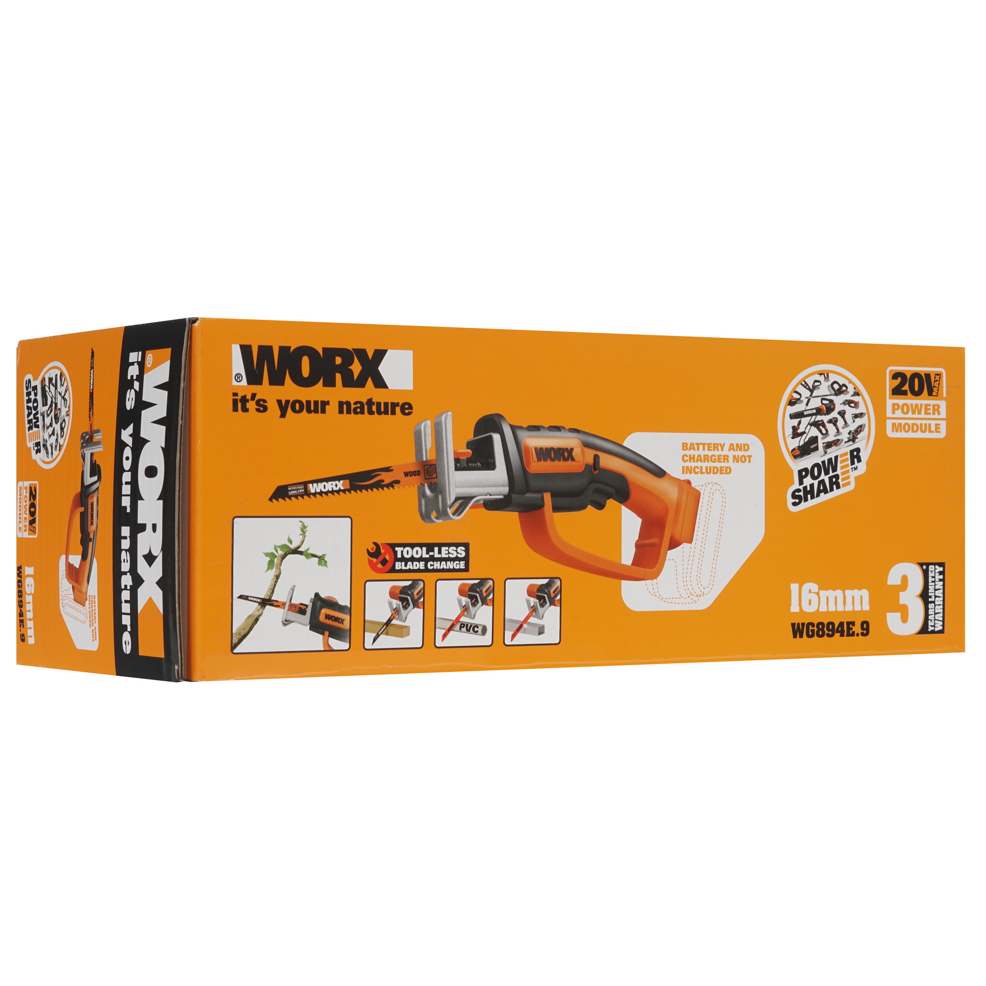 Сабельная пила Worx WG894E.9 PowerShare 20V  , Без ЗУ, Без АКБ 8143066 STDN-0004510 - Вид №6