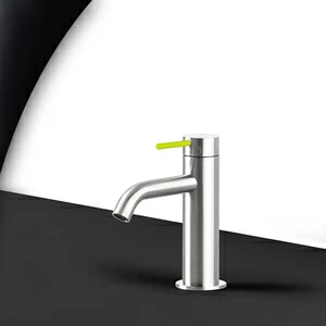 Смеситель для раковины сталь глянцевая с зеленой ручкой Toki Radomonte TKI1LCIL13