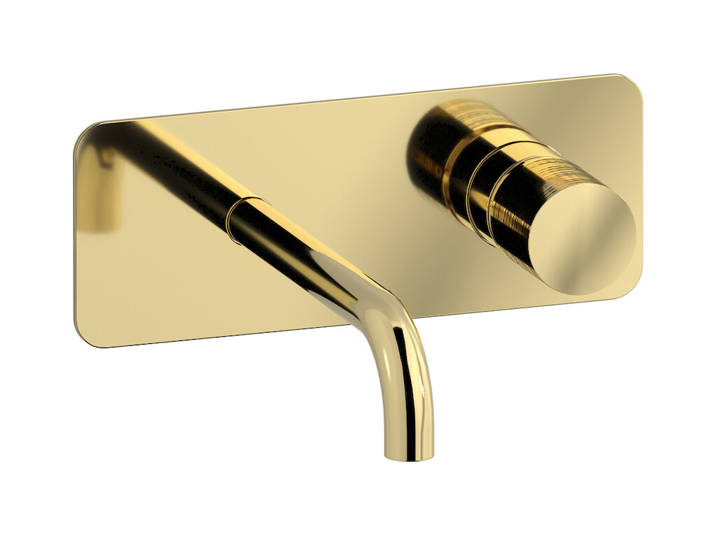 Встроенный в стену смеситель для раковины на 2 отверстия в комплекте с донным клапаном WE ARE IB vn200ii Pale Gold Vinile