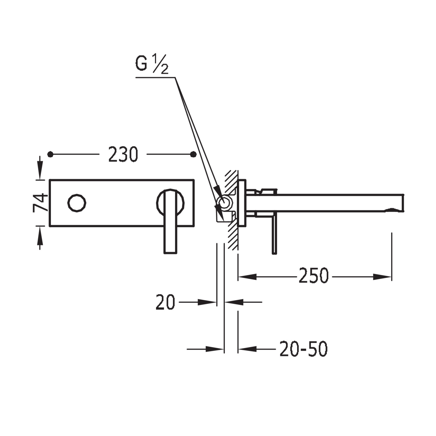 Скрытый смеситель для умывальника с одной ручкой LEX-ALP-181200 TRES - Вид №1
