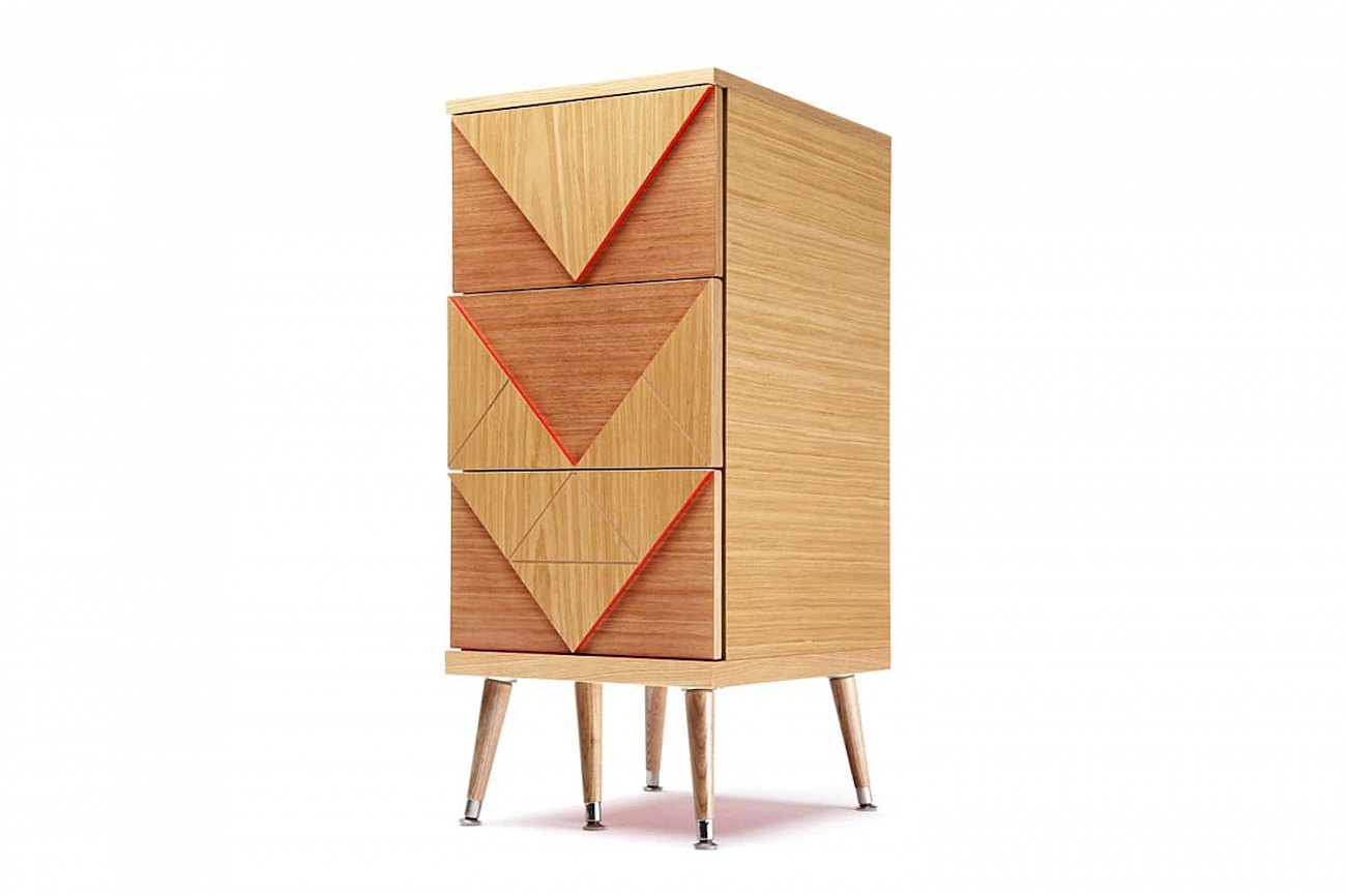 Комод с ножками и 3 ящиками дуб Slim Woo WOODI  00-3965941 Бежевый;дуб сонома  - Вид №3